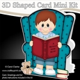 3D Shaped Card Kit - Cute Little Boy reads a Good Book