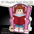 3D Shaped Card Kit - Cute Little Girl reads a Good Book