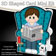3D Shaped Card Kit - Young Man reads the Newspaper