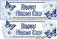 Large DL HAPPY NAME DAY Floral Butterflies 3D decoupage