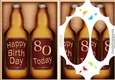 A5 Happy Birthday 80 TODAY Beer Gift Set Scallop Corners and Pyramage