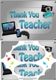 A5 THANK YOU TEACHER Gadgets n Gizmos Scallop Corners & Pyramage