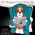 3D Shaped Card Kit - Little Boxer Dog Bruiser reads the Barking Newspaper