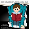 3D Shaped Card Kit - Cute Little Young Man reads a Good Book