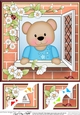 8 x 8 Scalloped Corner Topper - Through the Window - Austin Bear