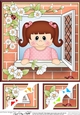 8 x 8 Scalloped Corner Topper - Through the Window - Cute Girl