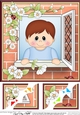 8 x 8 Scalloped Corner Topper - Through the Window - Cute Boy