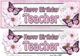 Large DL Happy Birthday TEACHER Floral Butterflies 3D decoupage