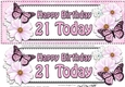 Large DL Happy Birthday 21 TODAY Floral Butterflies 3D decoupage