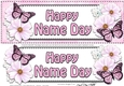 Large DL HAPPY NAME DAY Floral Butterflies 3D decoupage