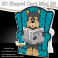 3D Shaped Card Kit - Little Yorkie Dog Timmy reads the Barking Newspaper
