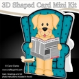 3D Shaped Card Kit - Little Golden Labrador Dog Sunny reads the Barking Newspaper