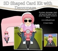 3D Shaped Card  Kit - Old Lady Britta Rides her Motorbike