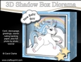 3D Diorama Shadow Box Card Mini Kit - Cute Little Baby Unicorn Blueberry