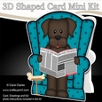 3D Shaped Card Kit - Little Chocolate Labrador Dog Chip reads the Barking Newspaper