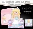 3D Shaped Card Kit - Bathtub Buddies - Cute Little Girl Celeste has a Bubble Bath