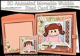 3D Animated Moveable Wobble Head Card Kit - Through the Window Cute Little Girl Christel