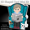 3D Shaped Card Kit - Older Man reads the Newspaper