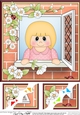 8 x 8 Scalloped Corner Topper - Through the Window - Cute Girl
