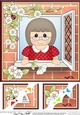 8 x 8 Scalloped Corner Topper - Through the Window - Older Lady