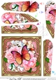 Flowers & Butterfly in a Gold Frame Fan Pyramage Topper