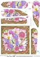 Flowers & Butterfly in a Gold Frame Fan Pyramage Topper