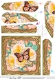 Flowers & Butterfly in a Gold Frame Fan Pyramage Topper