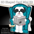 3D Shaped Card Kit - Little Shih Tzu Dog Duke reads the Barking Newspaper