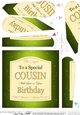 Happy Birthday COUSIN champers Wine Label Fan Pyramage Topper