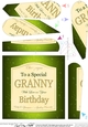 Happy Birthday GRANNY champers Wine Label Fan Pyramage Topper