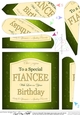 Happy Birthday FIANCEE champers Wine Label Fan Pyramage Topper