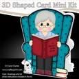 3D Shaped Card Kit - Cute Little Old Man reads a Good Book