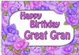 A4 Happy Birthday GREAT GRAN Time for Roses Card Topper