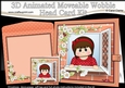 3D Animated Moveable Wobble Head Card Kit - Through the Window Cute Little Teen Debbie