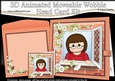 3D Animated Moveable Wobble Head Card Kit - Through the Window Young Lady Emmie