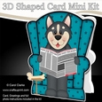 3D Shaped Card  Kit - Little Husky Dog Chase reads the Barking Newspaper