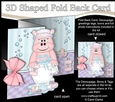 3D Shaped No-Hole Fold Back Card Kit - Bathtub Buddies - Cute Little Hilda Hippo