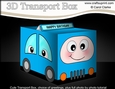 3D Cute Transport Treat Box Gift Set Mini Kit - Blue Car