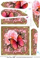 Flowers & Butterfly in a Gold Frame Fan Pyramage Topper