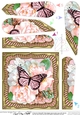 Flowers & Butterfly in a Gold Frame Fan Pyramage Topper