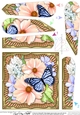 Flowers & Butterfly in a Gold Frame Fan Pyramage Topper
