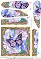 Flowers & Butterfly in a Gold Frame Fan Pyramage Topper