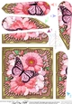 Flowers & Butterfly in a Gold Frame Fan Pyramage Topper