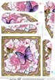 Flowers & Butterfly in a Gold Frame Fan Pyramage Topper
