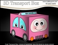 3D Cute Transport Treat Box Gift Set Mini Kit - Pink Car