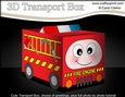 3D Cute Transport Treat Box Gift Set Mini Kit - Fire Engine