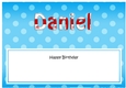 Large DL Happy Birthday DANIEL 3D decoupage