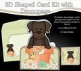 3D Shaped Card Kit - Flowerpot Friends - Little Chocolate Labrador Dog Chip