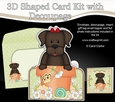 3D Shaped Card Kit - Flowerpot Friends - Little Chocolate Labrador Dog Velvet