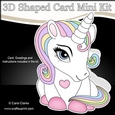3D Shaped Card Mini Kit - Cute Little Unicorn Rainbow 